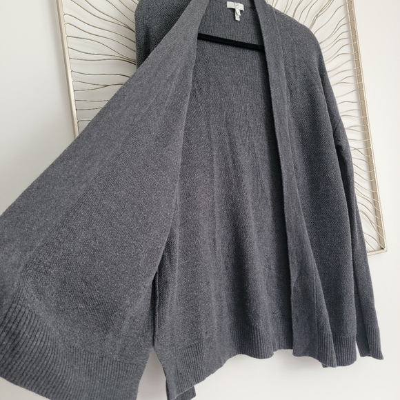 Joie Varda Wool Cashmere Blend Open Front Knit Cardigan Sweater Dark Gray XS - Picture 5 of 9